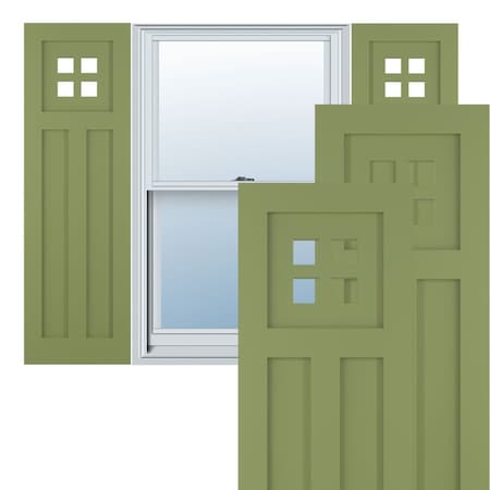 True Fit PVC San Antonio Mission Style Fixed Mount Shutters, Moss Green, 15W X 70H